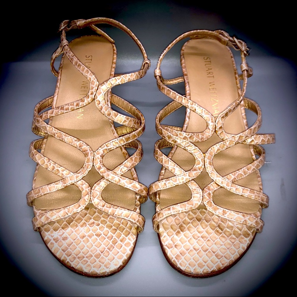 Stuart Weitzman* Women Strappy Sandal* Leather Sole* Size 5.5 M* Color Beige